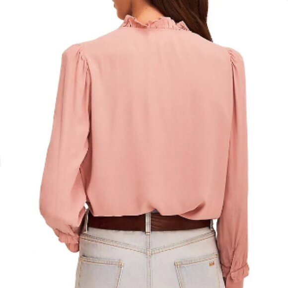 ba&sh Ruffle Trim Unity Blouse Top In Pink | Size 2/M - Picture 5 of 16